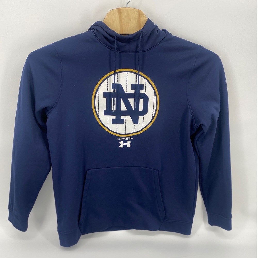Under Armour Notre Dame Hoodie Large Navy Blue Excellent ColdGear Athletic